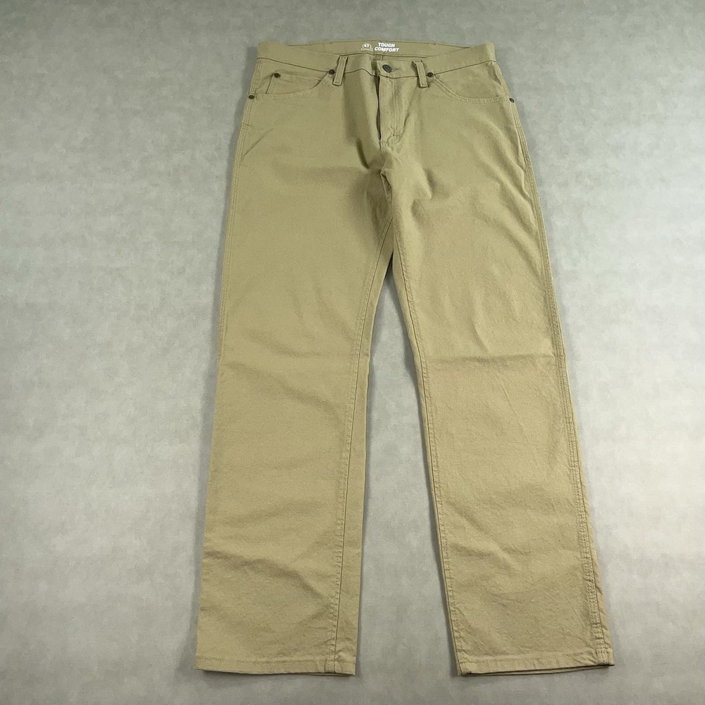 Wrangler 47 Premium Performance Tough Comfort Canvas Jeans 34x32 Beige Tan